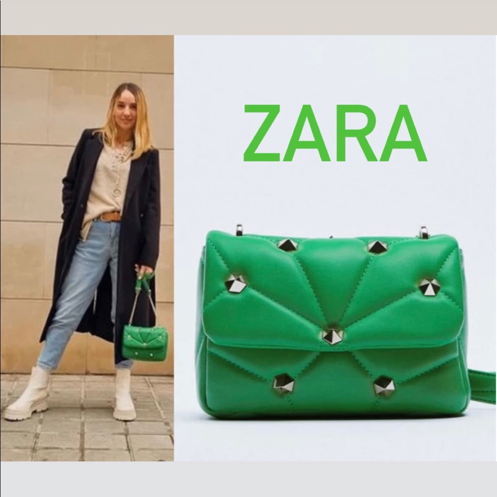 Zara QUILTED CROSSBODY BAG WITH STUDS